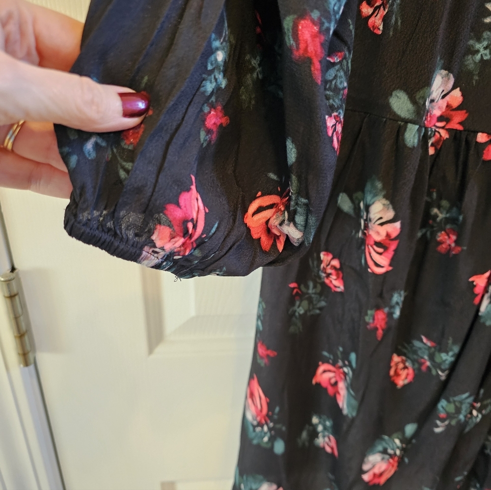 Pink/Red Floral Long Sleeved Babydoll Dress -Brand New! - Picture 10 of 15